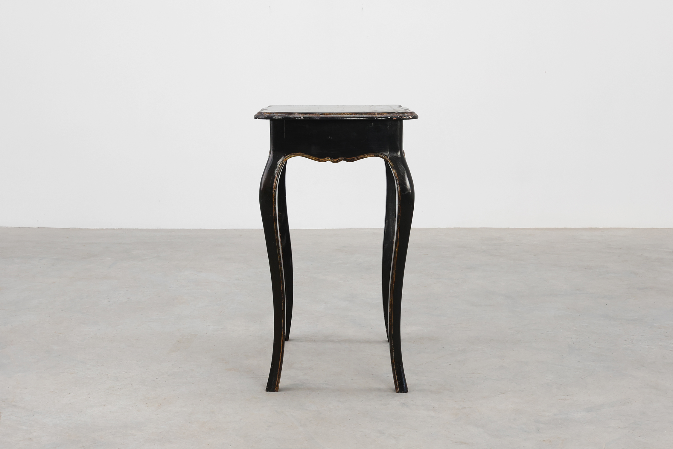 19th Century Black Wooden Side Table with Drawer, Francethumbnail